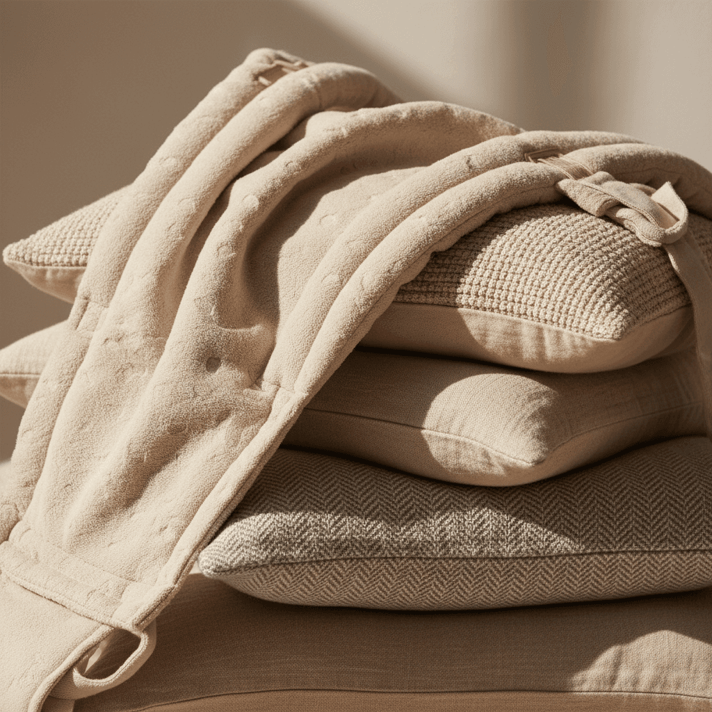 Baby carrier with soft pillows and household textiles