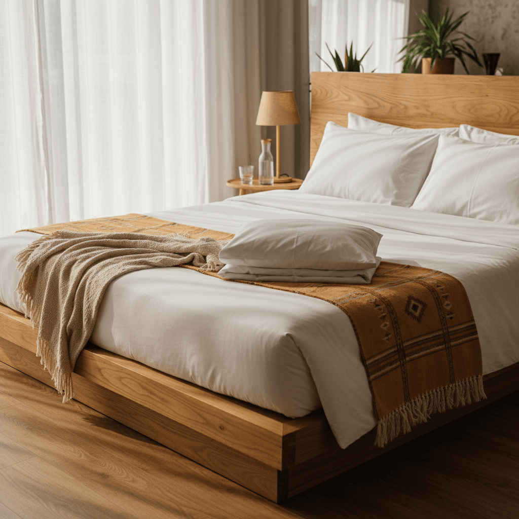 Soft pillow on neutral bedding